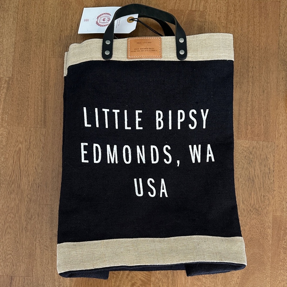 NWT Apolis + Little Bipsy Black Canvas Market Bag